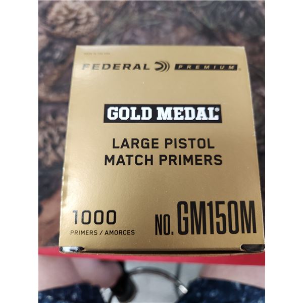 1,000 FEDERAL LARGE PISTOL MATCH PRIMERS. NO.GM150M. FEDERAL PREMIUM, GOLD PRIMERS