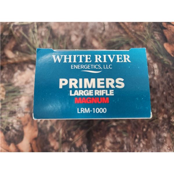 1,000 WHITE RIVER LARGE MAGNUM RIFLE PRIMERS. LRM-1000