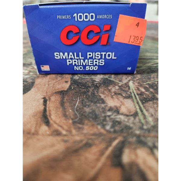 1,000 CCI SMALL PISTOL PRIMERS NO.500