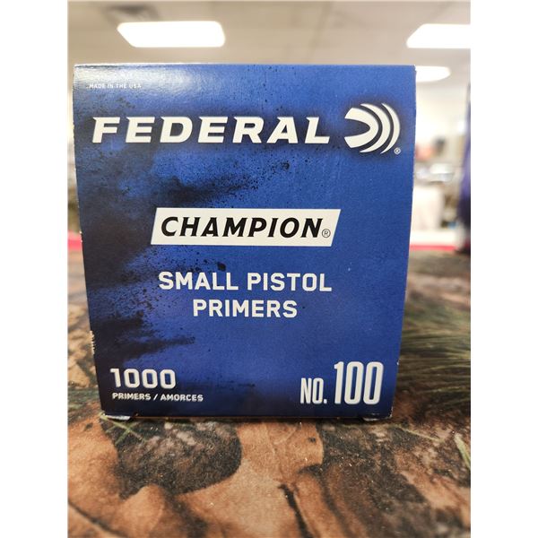 800  FEDERAL SMALL PISTOL PRIMERS. NO.100 ,CHAMPION