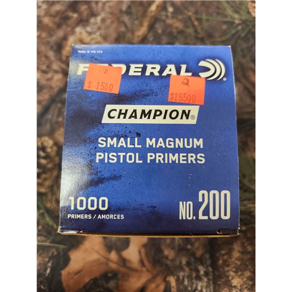 1,000 FEDERAL SMALL MAGNUM PISTOL PRIMERS N0.200 - CHAMPION
