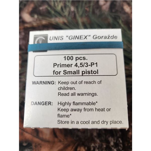 1,000 UNIS/GINEX SMALL PISTOL PRIMERS 4. 5/3-P1
