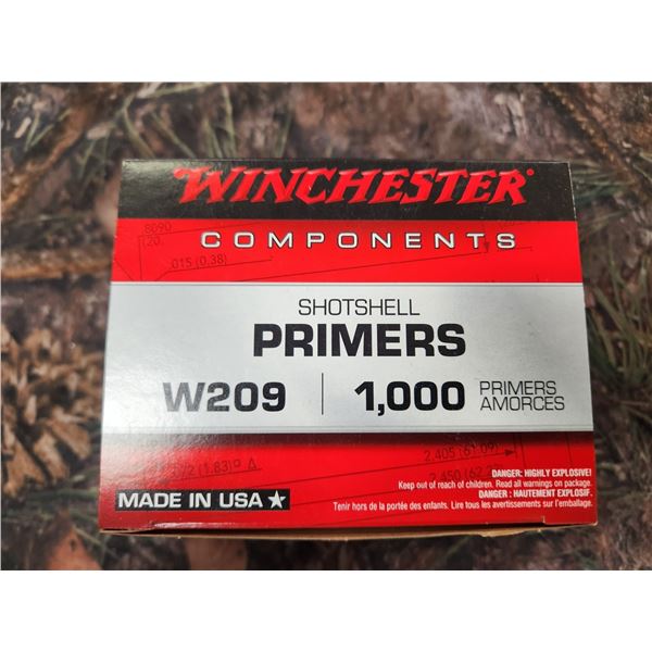 1,000 WINCHESTER W209 SHOT SHELL PRIMERS WITH WINCHESTER COMPONENTS