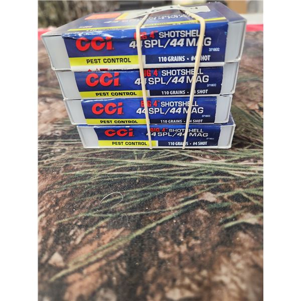 4 BOXES OF CCI BIG 4 SHOTSHELL, 44SPL/44MAG, 110GR. #4 SHOT