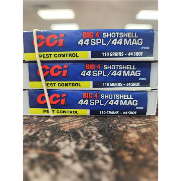 3 BOXES OFCCI BIG 4 SHOTSHELL 44SPL/44MAG, #4 SHOT, 110GR.