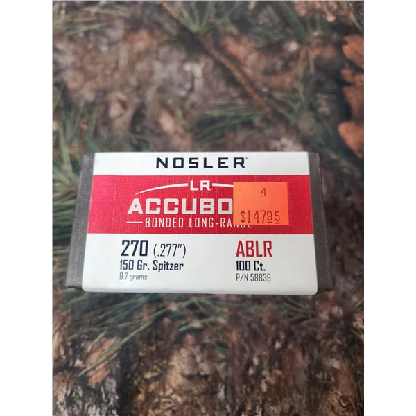 NOSLER .270 (.277") SPITZER ABLR, ACCUBOND, BONDED LONG RANGE. 150GR. BULLETS