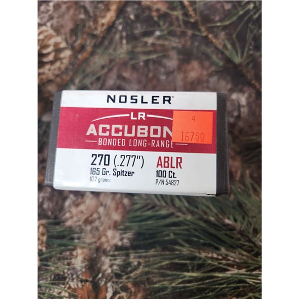 NOSLER .270 (.277") SPITZER ABLR, ACCUBOND, BONDED LONG RANGE. 165GR. BULLETS