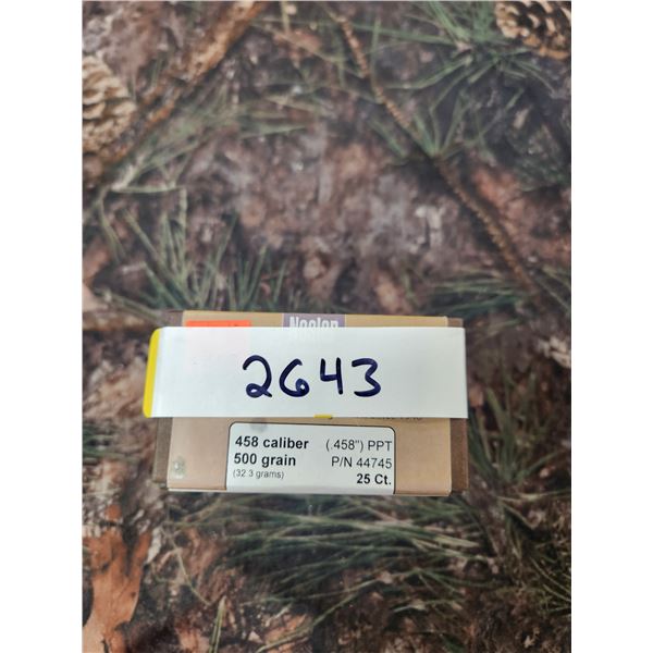 NOSLER 458CAL PPT, NOSLER PARTITION, 500GR. QTY 25 BULLETS