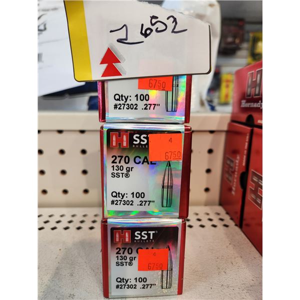 THREE BOXES OF HORNADY .270CAL, SST, 130GR. 100 BULLETS PER BOX