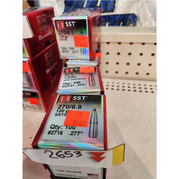 FOUR BOXES OF HORNADY .270/6.8CAL, SST, 120GR. ONE BOX OF .270CAL 110GR VMAX