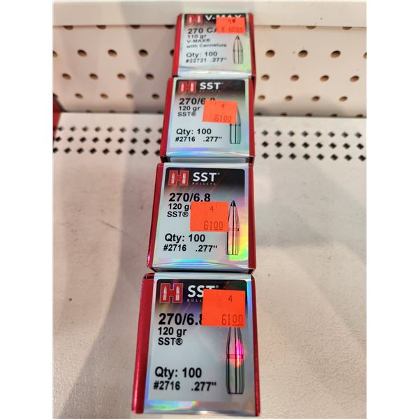 THREE BOXES OF HORNADY .270/6.8, SST, 120 GR. BOX OF .270CAL 110GR. VMAX