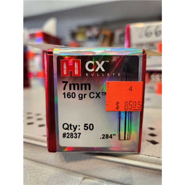ONE BOX OF HORNADY 7MM CX, 160GR. QTY 50 BULLETS