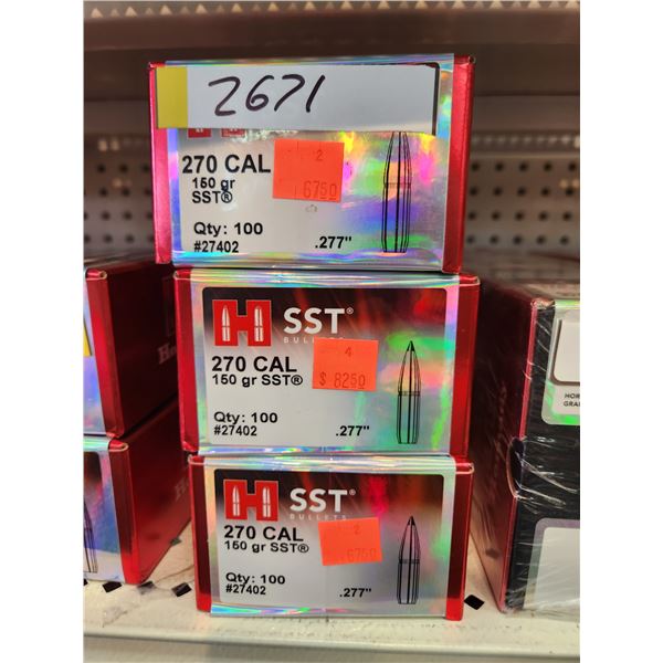 TWO BOXES OF HORNADY .270CAL, SST, 150 GR. 100 BULLETS PER BOX