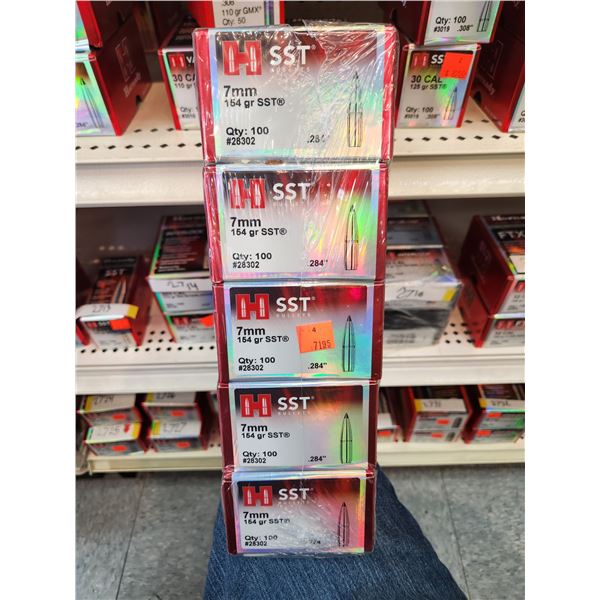 5 BOXES (CASE OF) HORNADY 7MM, SST, 154GR. 100 PER BOX