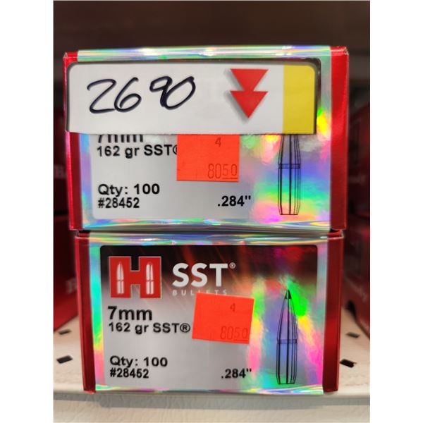 TWO BOXES OF HORNADY 7MM , SST INTERLOCK, 162GR. 100 PER BOX