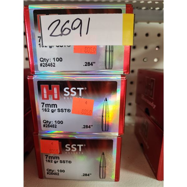 THREE BOXES OF HORNADY 7MM , SST INTERLOCK, 162GR. 100 PER BOX