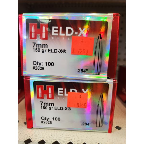 TWO BOXES OF HORNADY 7MM, ELD-X, 150GR - 100 PER BOX