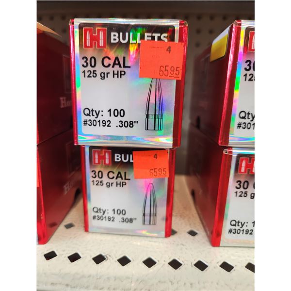 TWO BOXES OF HORNADY .30CAL, HP 125GR. 100 PER BOX