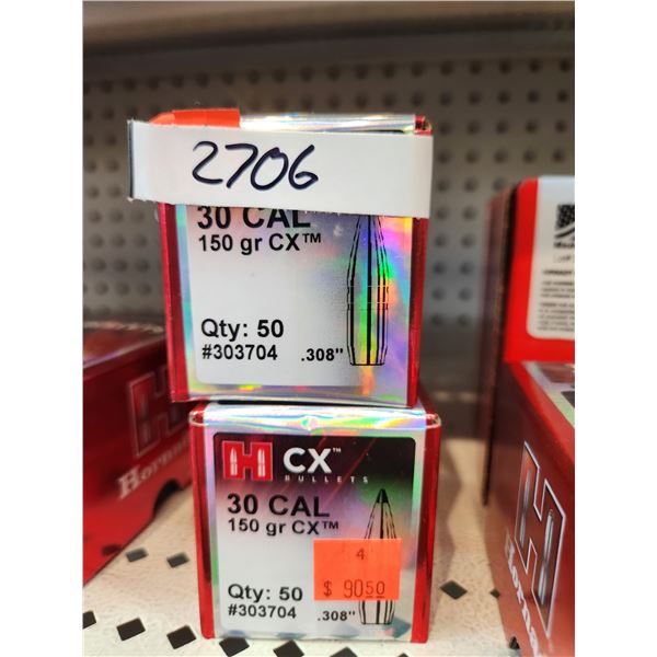 TWO BOXES OF .30CAL CX, 150GR. QTY50 PER BOX