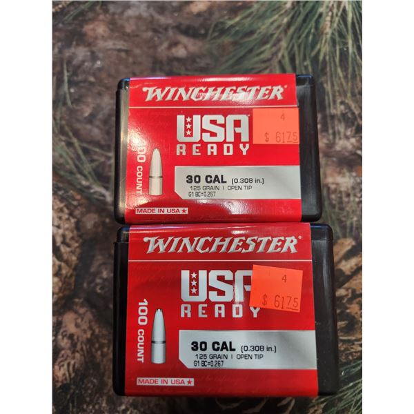 TWO BOXES OF WINCHESTER .30CAL WINCHESTER USA READY MATCH 125GR. 100 PER BOX