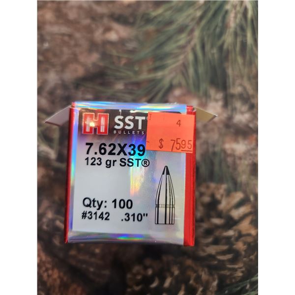 BOX OF HORNADY 7.62 X 39 BULLETS, SST, 123GR. QTY 100