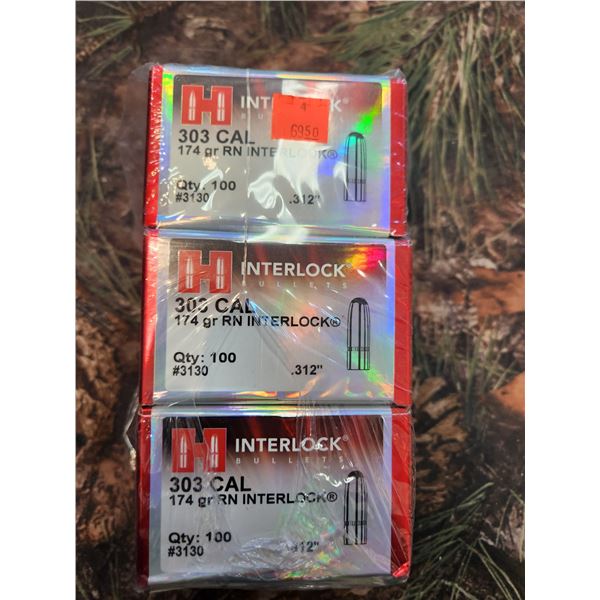 TWO BOXES OF HORNADY .303CAL, RN INTERLOCK, 174GR. QTY 100 PER BOX