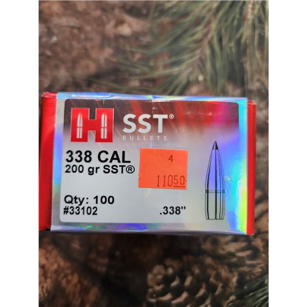 BOX OF HORNADY .338CAL, SST, 200GR. QTY 200 BULLETS