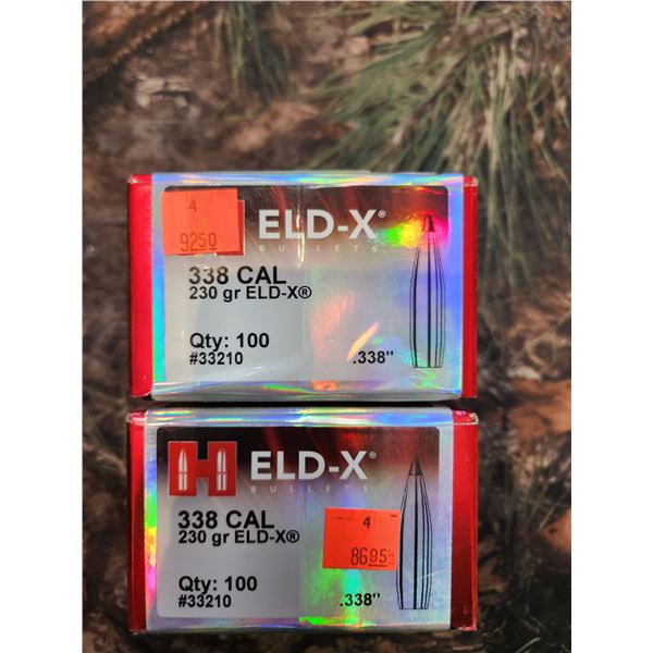 TWO BOXES OF .338CAL, ELD-X 230GR. 100 PER BOX