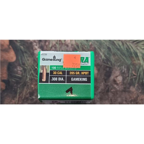 BOX OF SIERA .30CAL HPBT, 205GR. 100 BULLETS