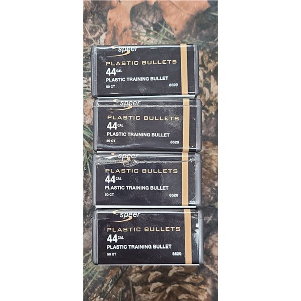 4 BOXES OF SPEER .44CAL PLASTIC TRAINING BULLES