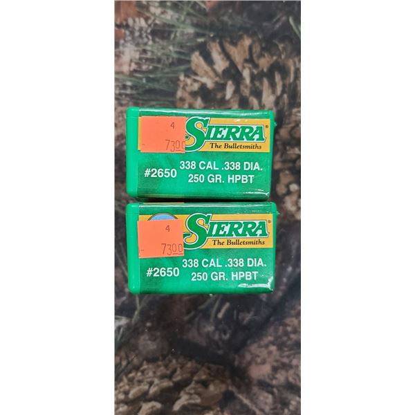 2 BOXES OF SIERRA .338CAL HPBT,250GR. 50 PER BOX