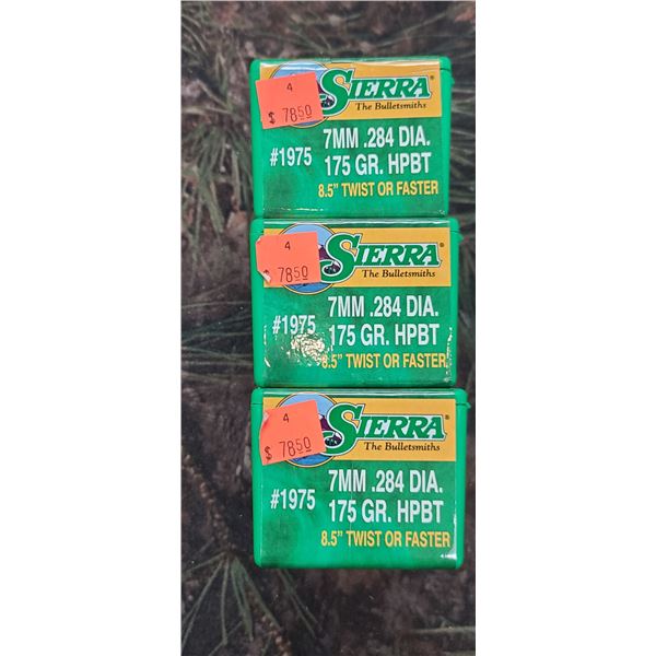 3 BOXES OF 7MM HPBT 175GR. 100 PER BOX