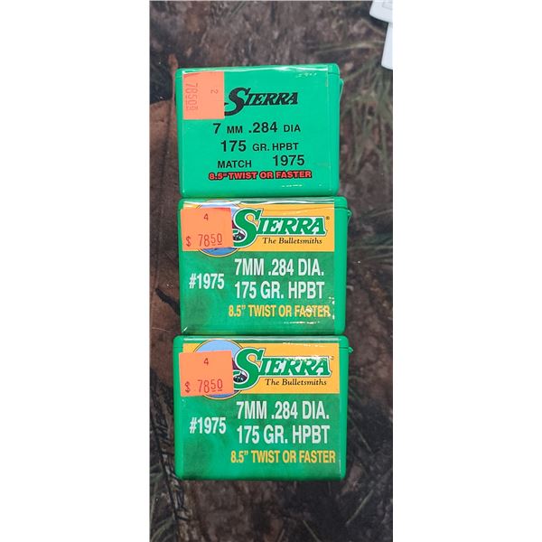 3 BOXES OF 7MM HPBT 175GR. 100 PER BOX