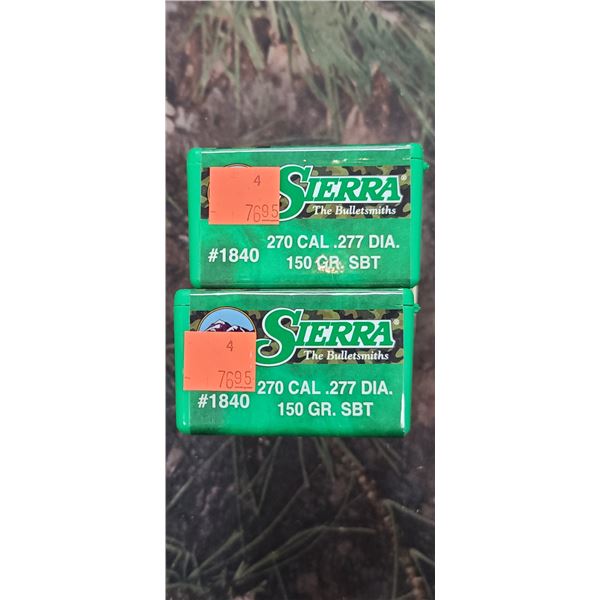 2 BOXES OF SIERRA .270CAL SBT, 150GR. 100 PER BOX