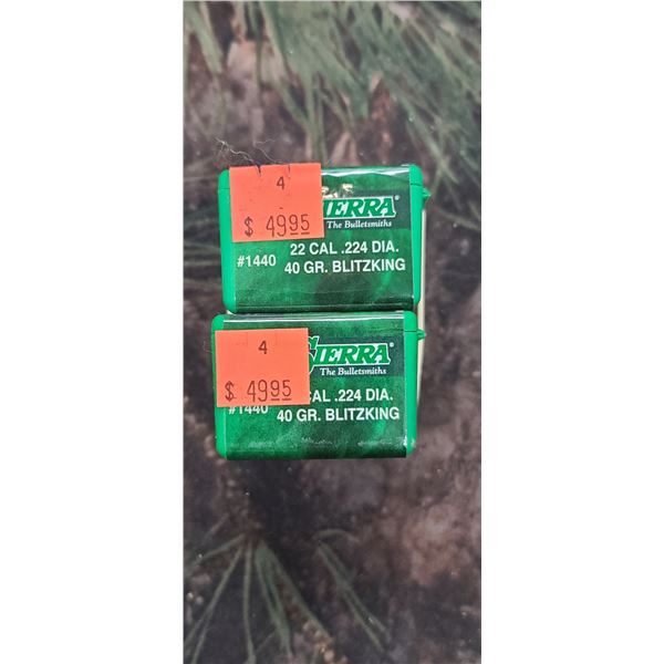 2 BOXES OF SIERRA .22CAL, BLITZKING, 40GR. 100 PER BOX