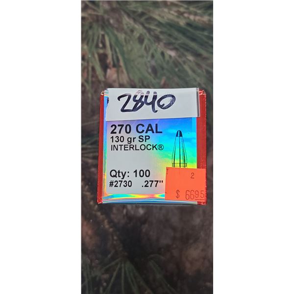 BOX OF HORNADY .270 CAL INTER BOND, 130GR. 100 BULLETS
