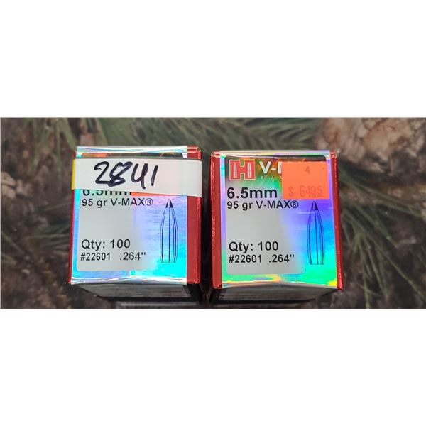 2 BOXES OF HONADY 6.5MM, V-MAX, 95 GR. 100 PER BOX
