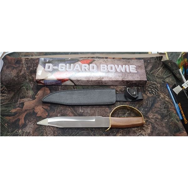 15" D-GUARD BOWIE BRASS GUARD, COMES WITH SHEATH