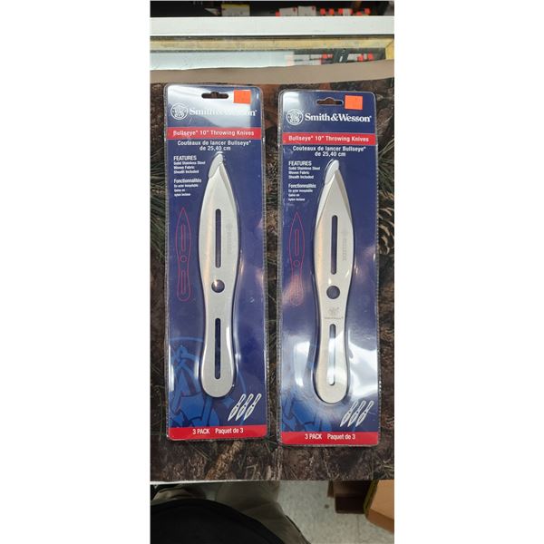 2 SETS OF 3 SMITH & WESSON BULLSEYE 10" THROWING KNIVES