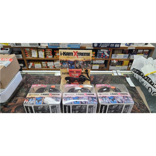 3 PAIRS OF HUNTERS SPECIALITIES I-KAM XTREME 4GB BUILT IN MEMORY FOR VIDEO.  COMES WITH DISPLAY UNIT