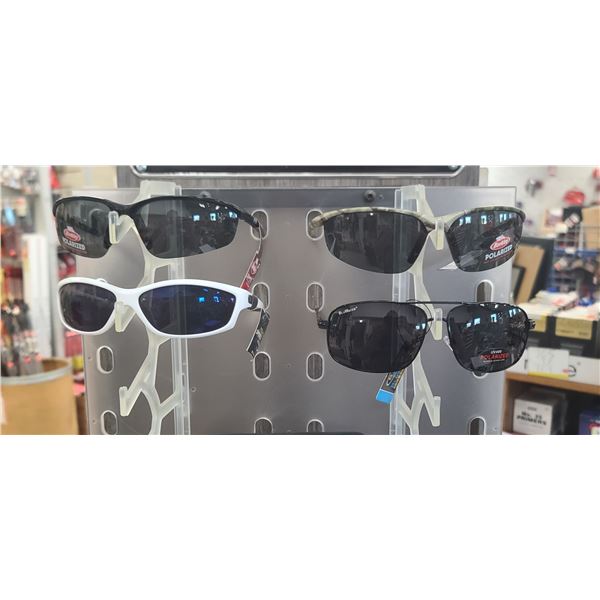 3 PAIRS OF BERKLEY POLARIZED 100% UV + 1 PAIR OF BLUE WATER UV400 POLARIZED SUNGLASSES PLUS 3 SUNGLA