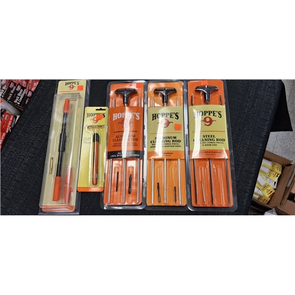 HOPPE'S BORE GUIDE, BORE LIGHT , CLEANING RODS  CAL. 22, 30, 22, 17, 204 X 5