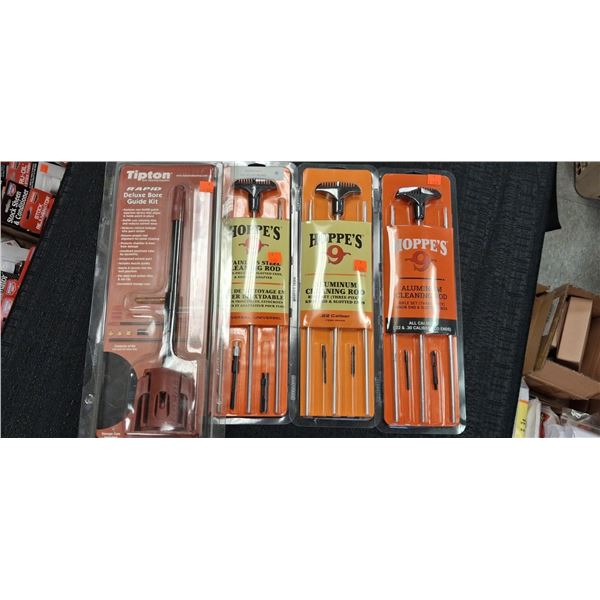 TIPTON DELUXE BORE GUIDE KIT, HOPPE'S CLEANING RODS  22, - 30 CAL SHOT GUN  X 4
