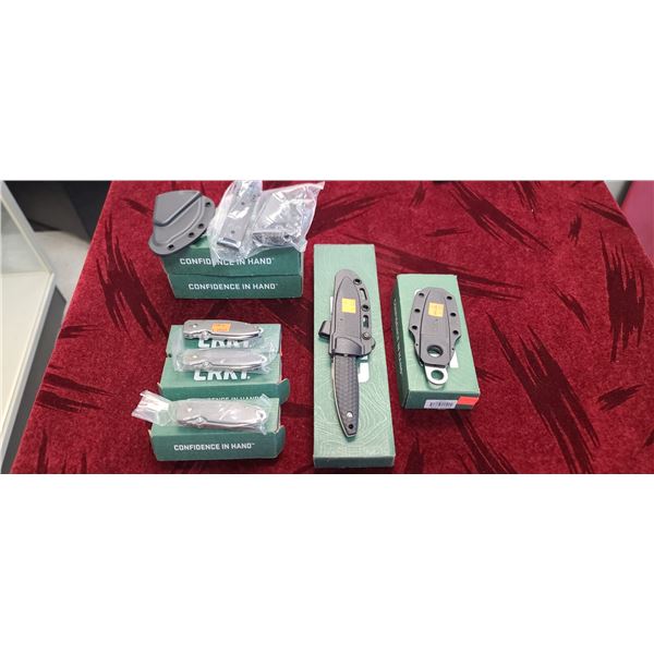CRKT 2 PROVOTE SHEATH (MODEL # D4040) 3 SQUID KNIVES (MODEL # 2490) 1 HYPHANADE (MODEL # 250) 1 AUX