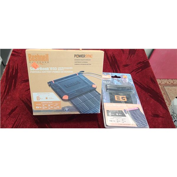 1 BUSHNELL POWER SYNC. BEAR GRYLIS SOLAR WRAP MINI W RECHARGERABLE BATTERY. BUSHNELL OUTDOORS SOLAR