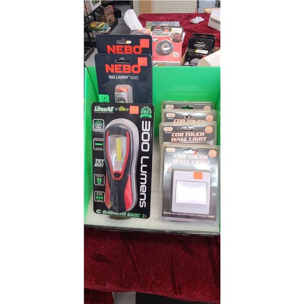 4-COB TOUCHWALL LIGHT, 2CO LUMENAR, BATTERY OPERATED, 1 LITEZ-ALL 300 LUMENAR FLASHLIGHT W/ MAGNETIC