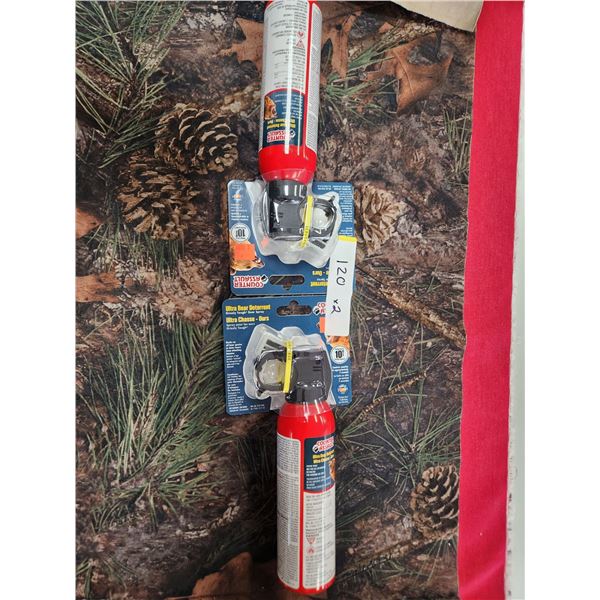2 ULTRA BEAR DETERRENT, COUNTER ASSAULT, RQANGE UP 10 METERS, EMPTIES IN APPX 7 SEC MADE IN THE USA
