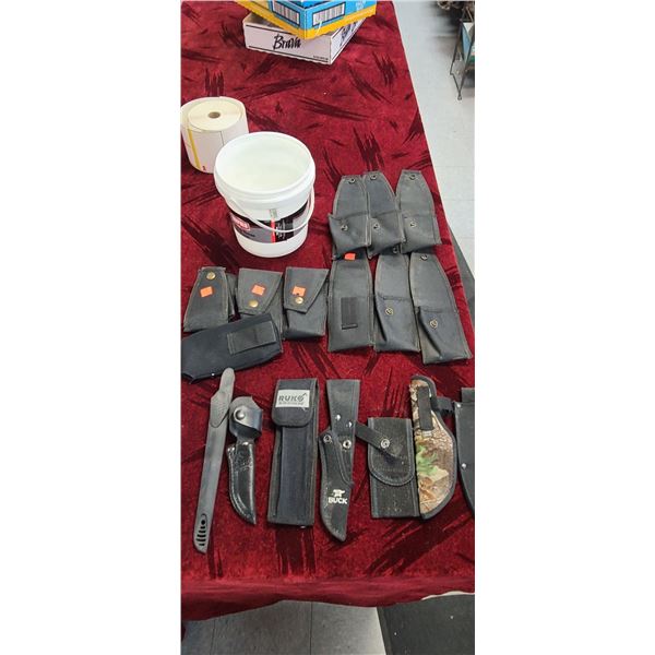 10 DOG SPRAY HOLSTERS & 7 MISC KNIFE SHEATHS