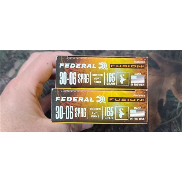 2 BOXES OF FEDERAL SPGR 30-06 BONDED SOFT POINT 165 GRAIN 20 SHELLS PER BOX NO SHIPPING ON AMMUNTION