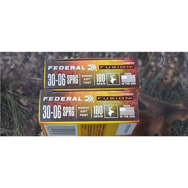2 BOXES OF FEDERAL 30-06 SPGR BONDED SOFT POINT 180 GRAIN 20 SHELLS PER BOX NO SHIPPING ON AMMUNTION